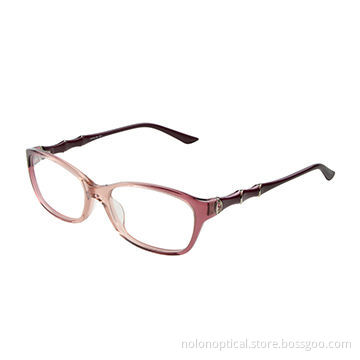 Hot-sale newest acetate optical frames with metal trim in crystal purple